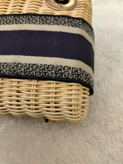 Lady Dior Mini Wicker Rattan Oblique Jacquard Blue Natural GHW 2022