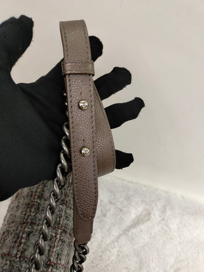 Chanel Boy Large Tweed Calfskin Brown RHW #18
