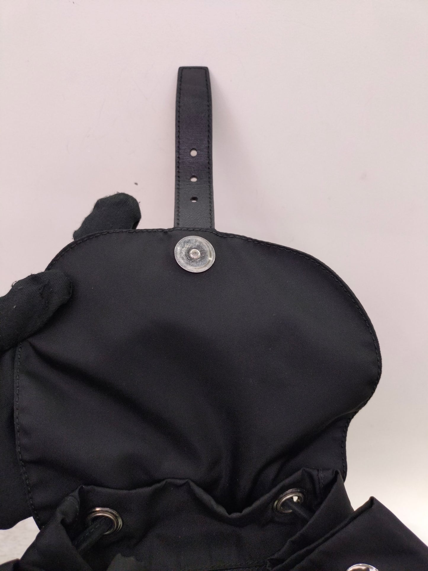 Prada Drawstring Backpack Nylon Black SHW