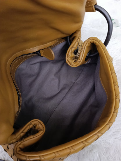 Bottega Veneta Nappa Intrecciato Flap Crossbody Camel RHW