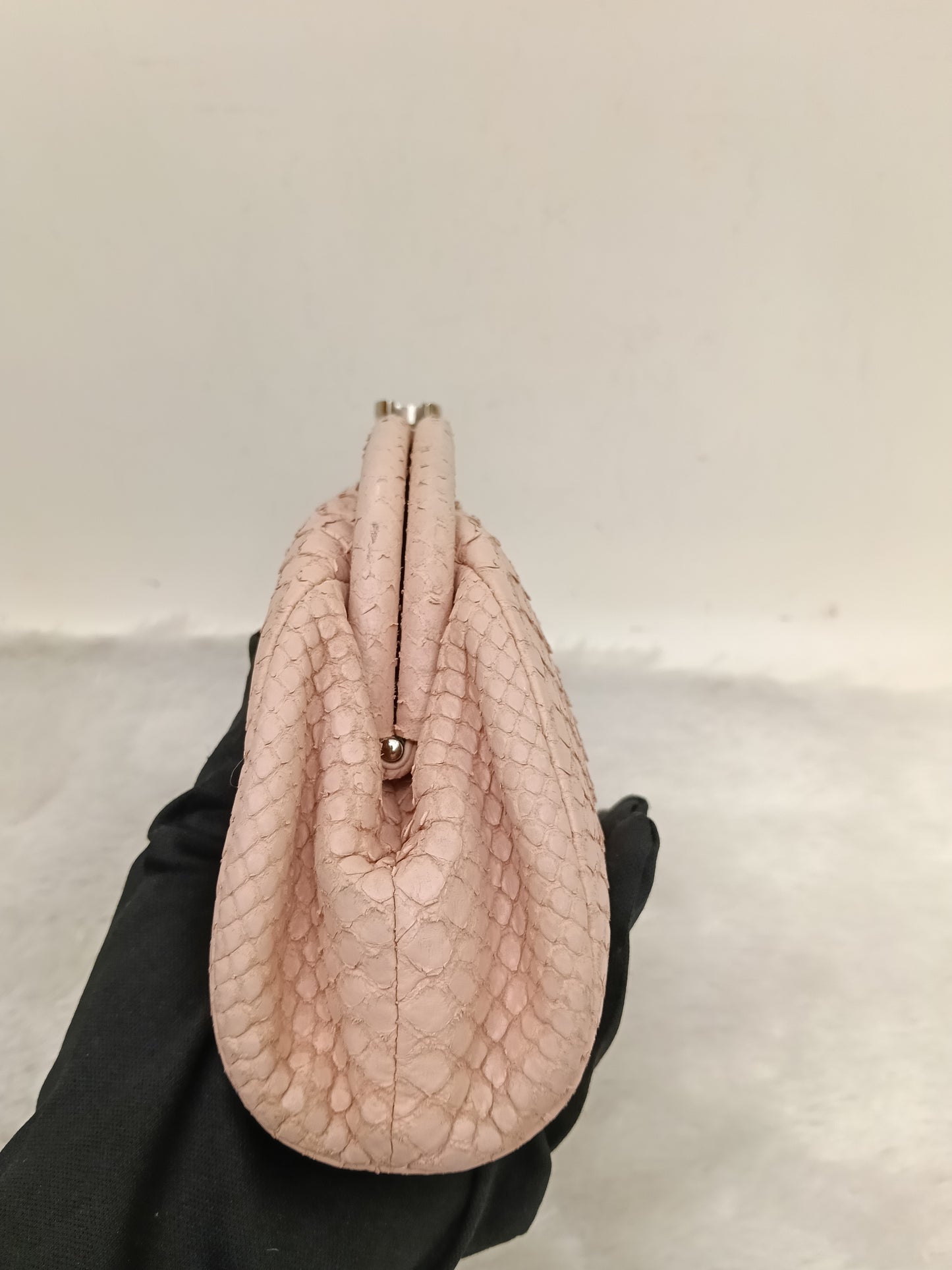 Chanel Timeless Clutch Python Pink Peach SHW #14