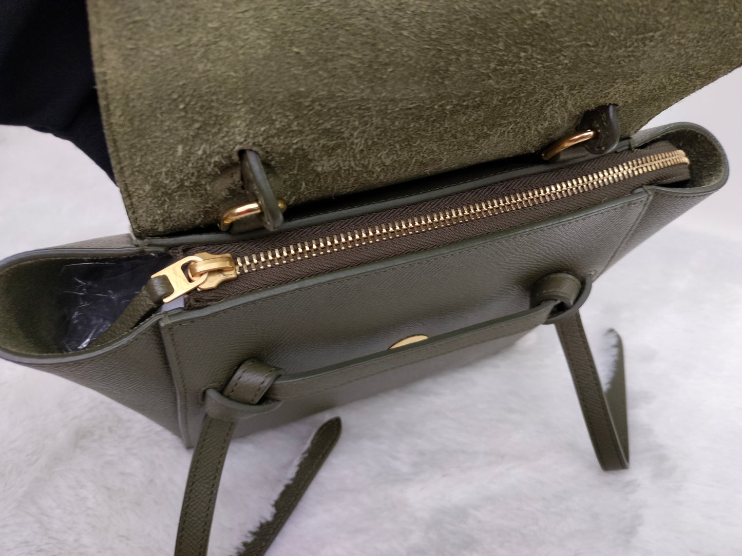 Celine Nano Belt Grained Green Army GHW 2019