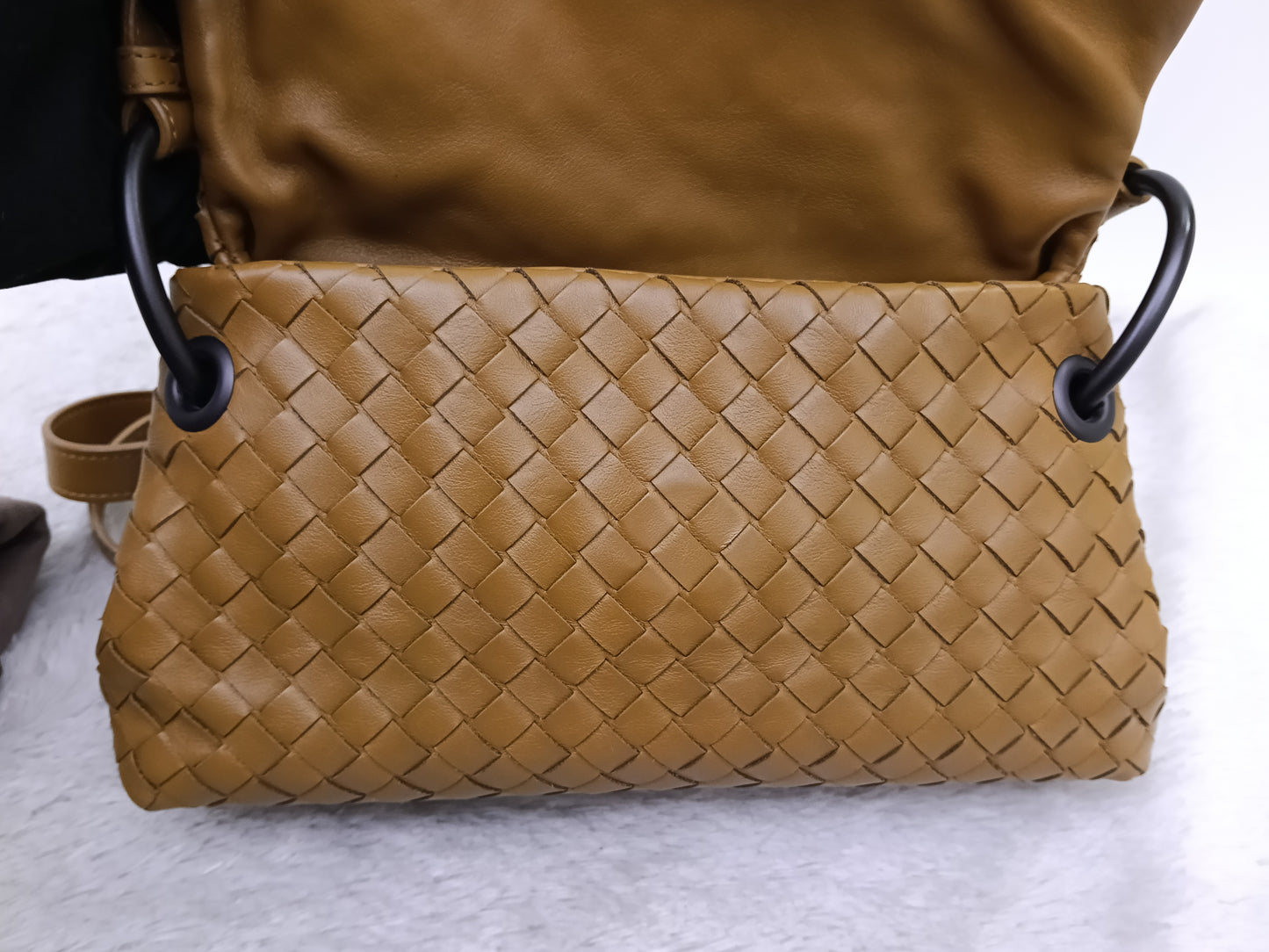 Bottega Veneta Nappa Intrecciato Flap Crossbody Camel RHW