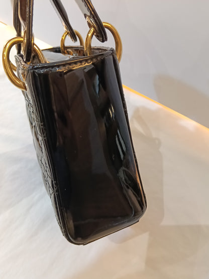 Lady Dior Mini Patent Black GHW 2016