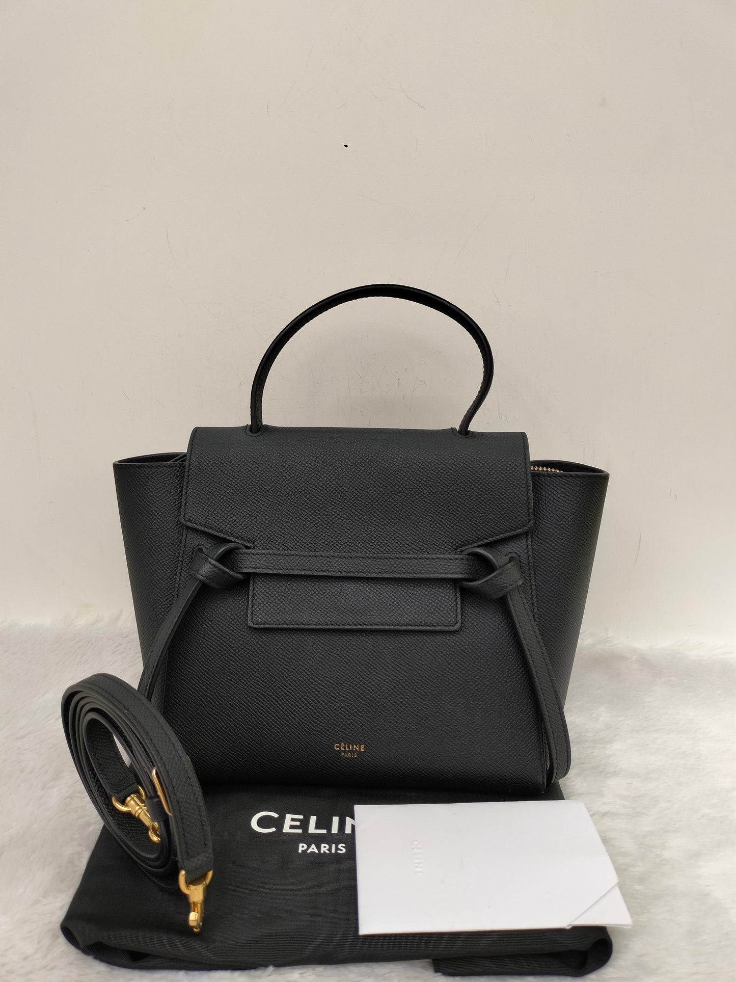 Celine Nano Belt Grained Black GHW 2018