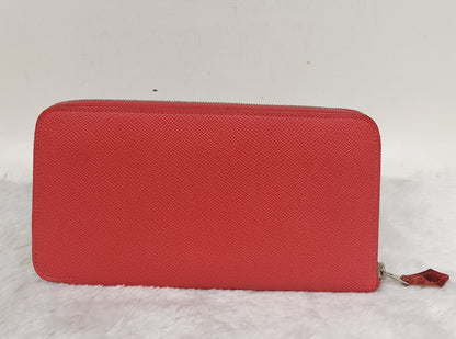 Hermes Azap Long Round Zip Wallet Epsom Orange Poppy PHW #T