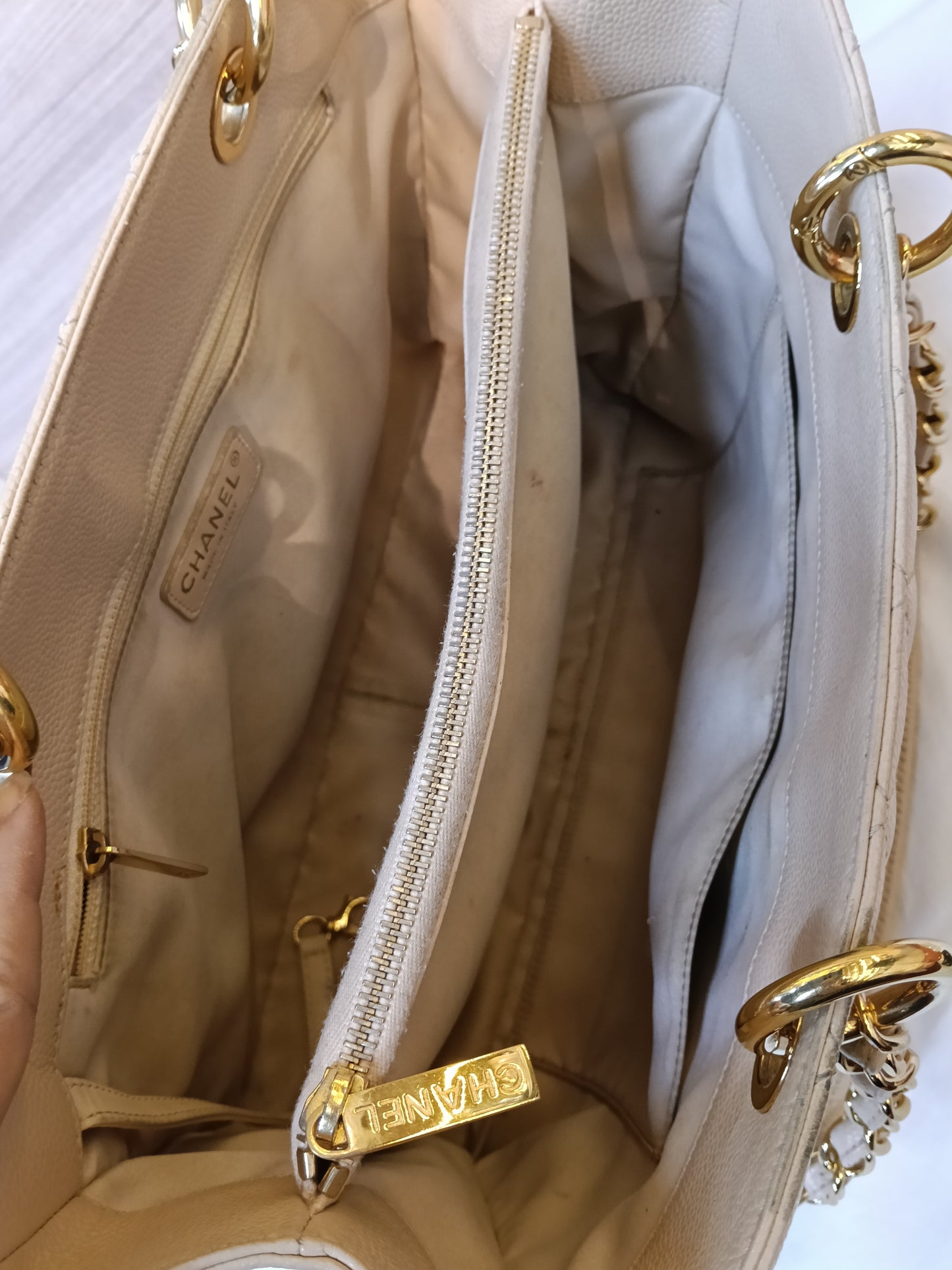Chanel GST Caviar Beige GHW #16