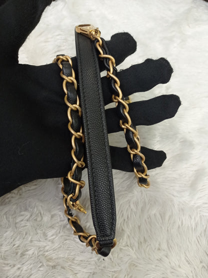 Chanel Coco Handle Medium Caviar Black Handle Lizard GHW #23