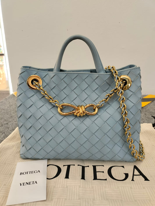 Bottega Veneta Andiamo Small Light Blue GHW