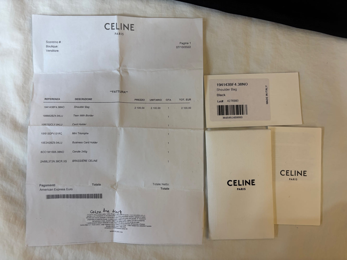 Celine Triomphe Shoulder Calfskin Black GHW 2022