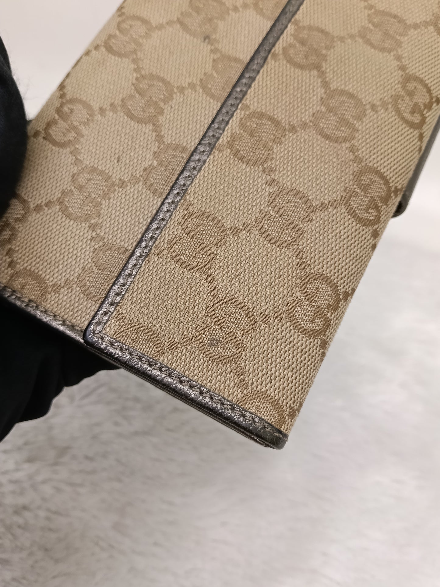 Gucci Wallet Continental D-Ring Canvas Beige Silver GHW 2007