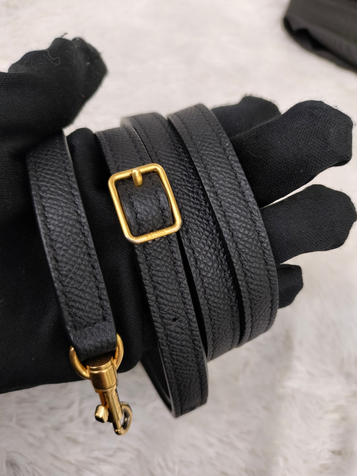 Celine Nano Belt Grained Black GHW 2018