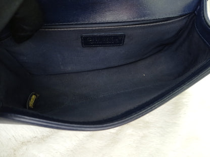 Chanel Boy 25 Round Chain Calfskin Navy Blue GHW #29