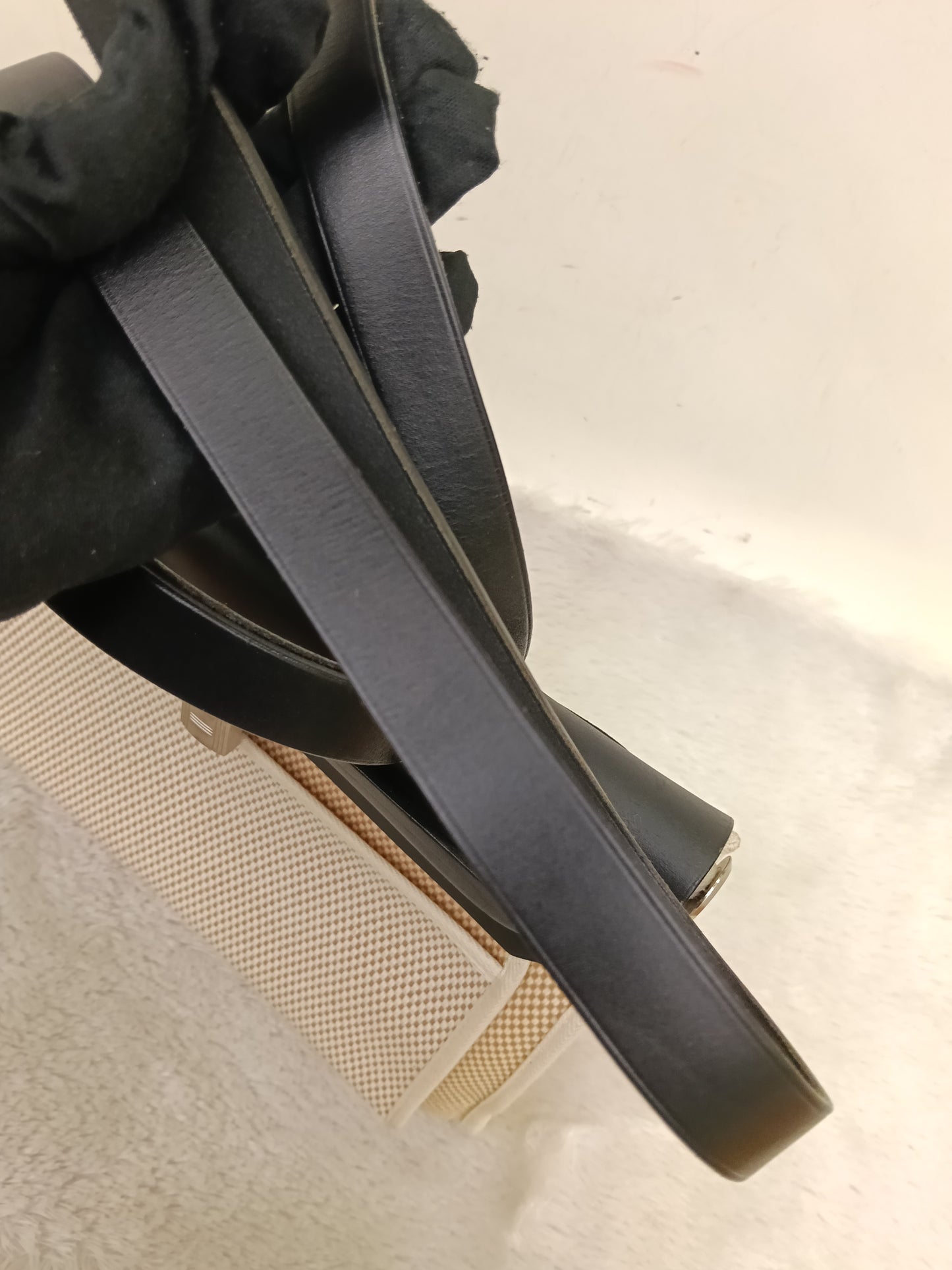 HB31 Toile Beige Flap Black PHW #D square