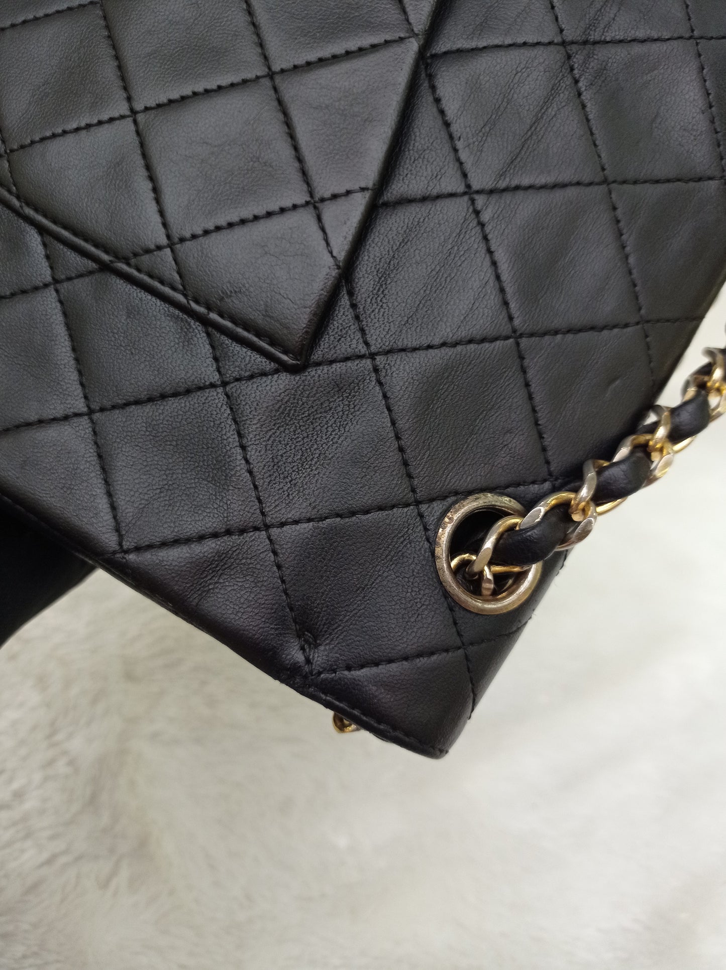 Chanel Medium Lamb Black Vintage GHW DF #0