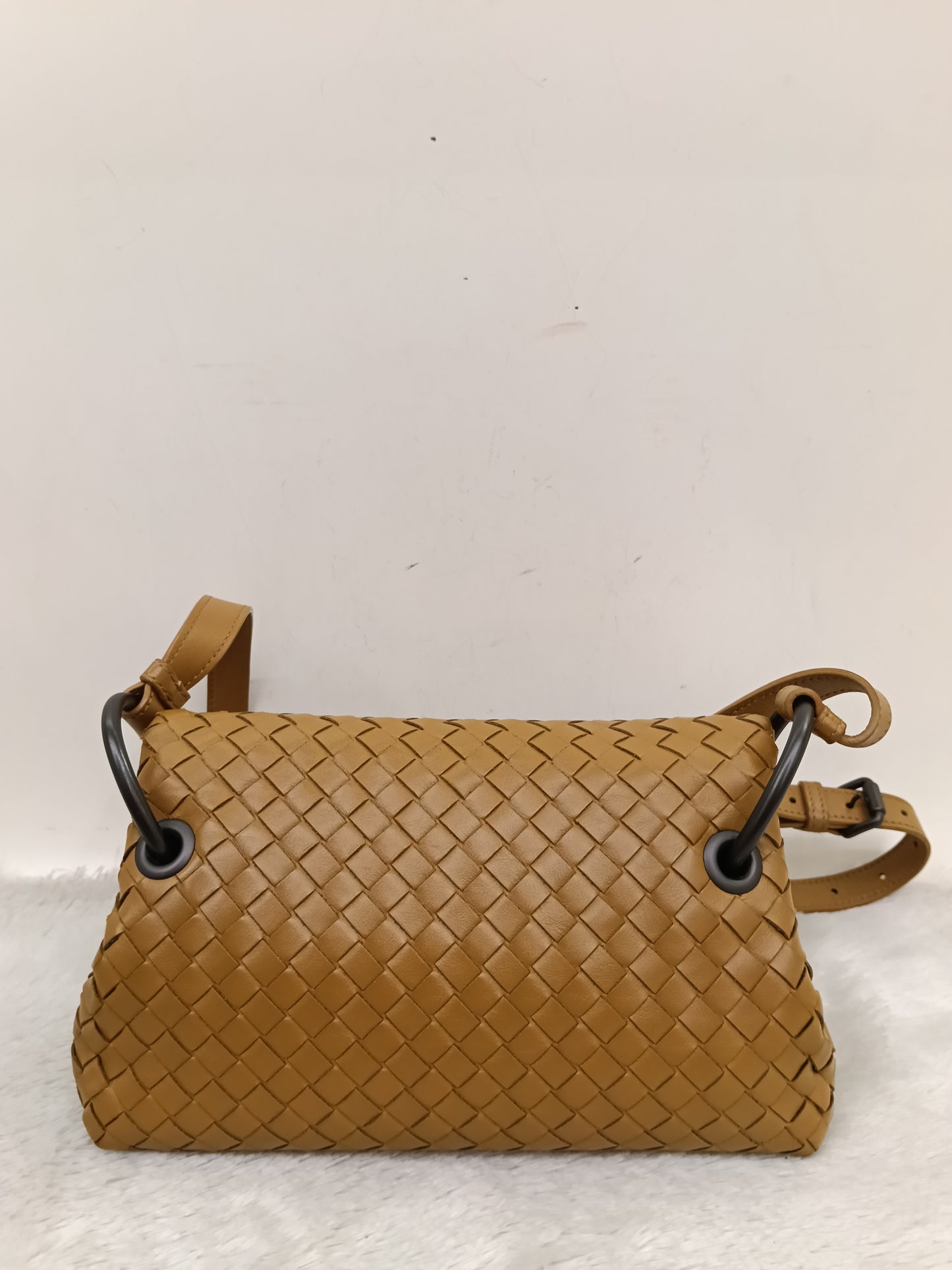 Bottega Veneta Nappa Intrecciato Flap Crossbody Camel RHW