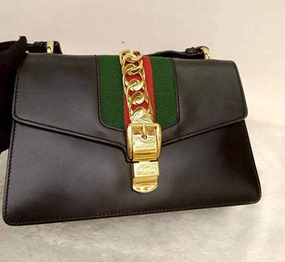 Gucci Sylvie Small Web Calfskin Black GHW