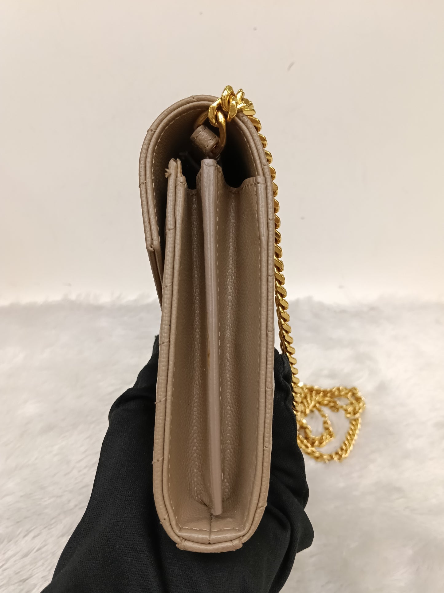 YsL WOC 22 Cassandre Chevron Grained Dusty Grey GHW 2019