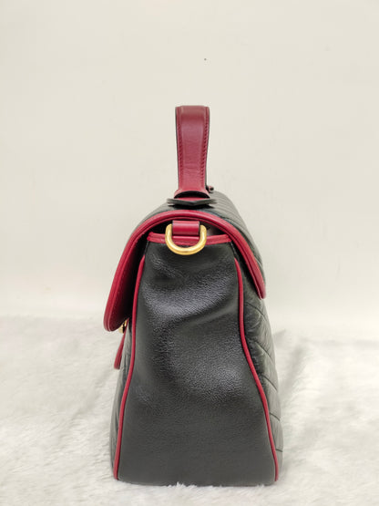 Gucci Marmont Top Handle Medium Black Red GHW