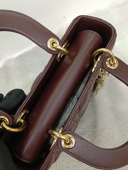 Lady Dior Small Lamb Bordeaux GHW 2018