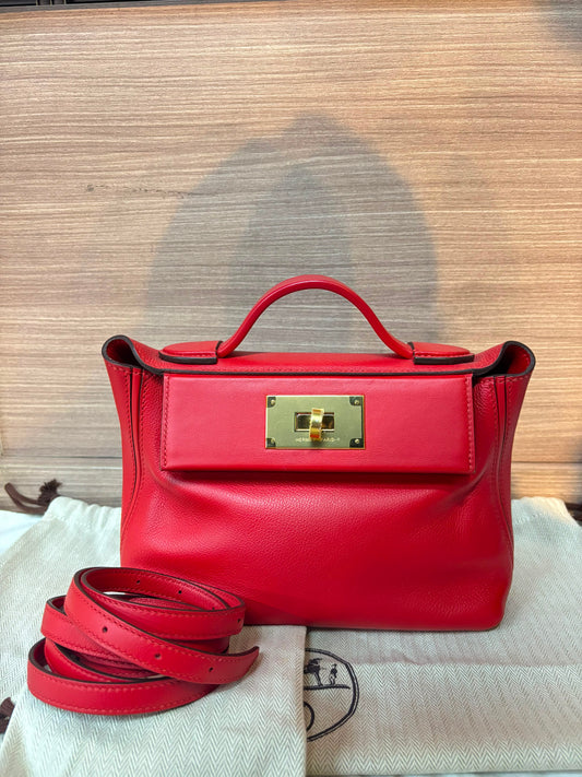 Hermes 2424 Mini Evercolour Swift Rouge De Coeur GHW #Y