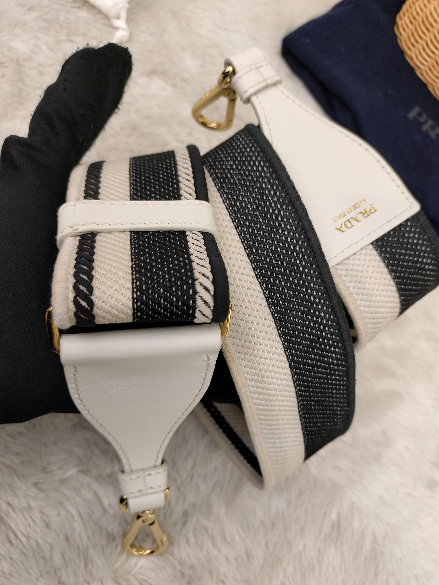 Prada Midollino Canapa Naturale Bianco GHW