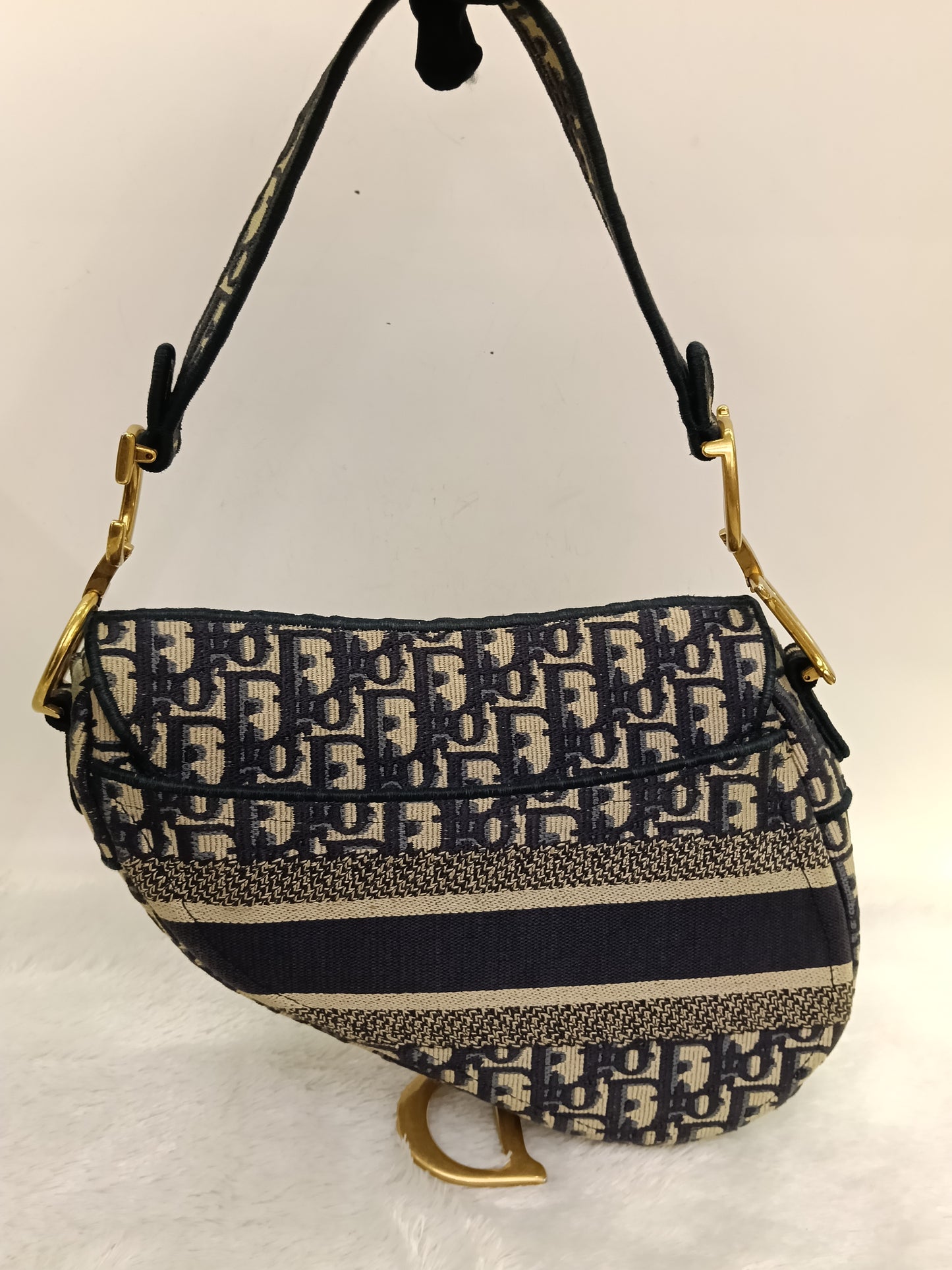 Dior Saddle Medium Oblique Embroidered Navy GHW 2020