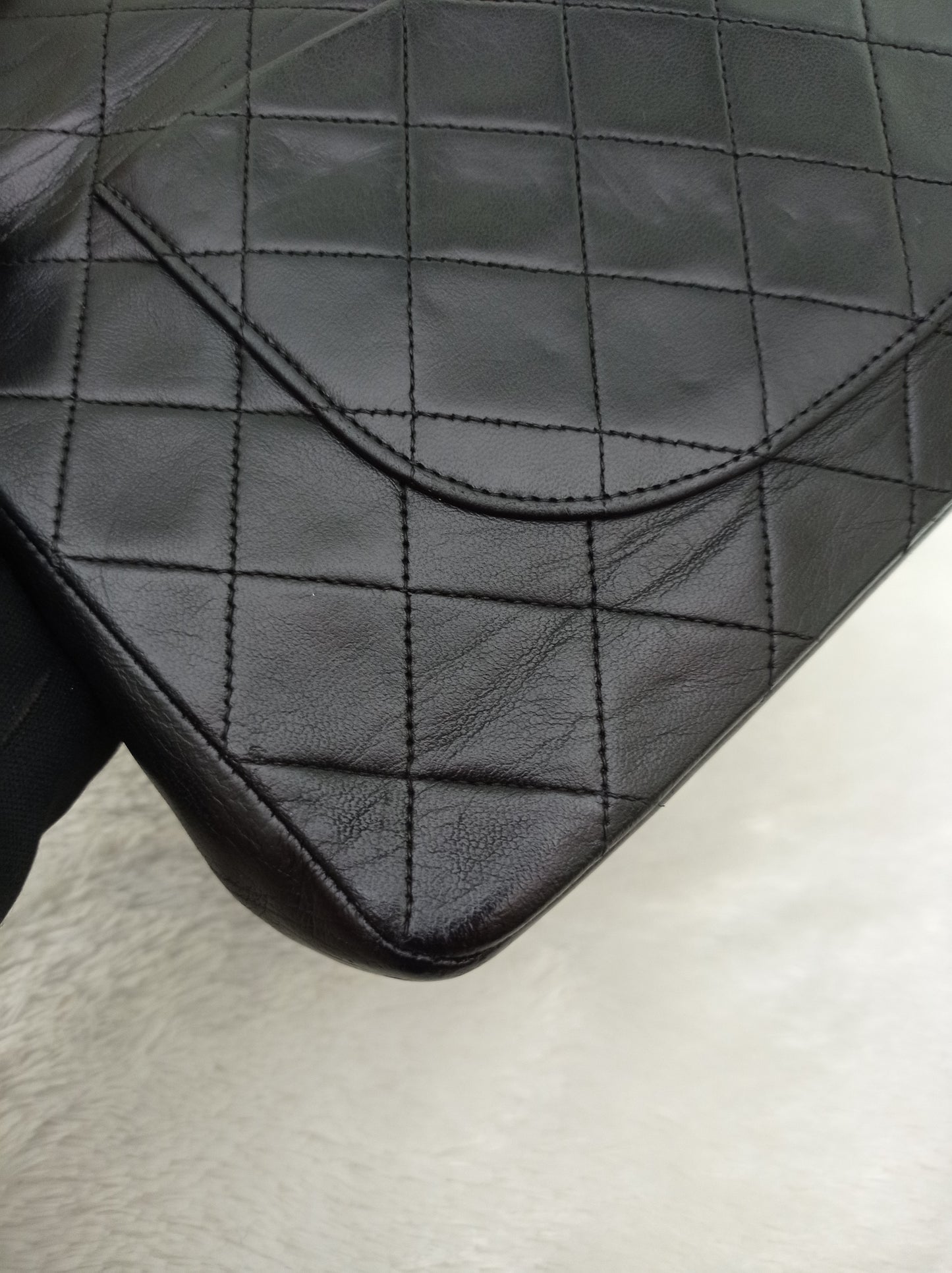 Chanel Medium Lamb Black Vintage GHW DF #0