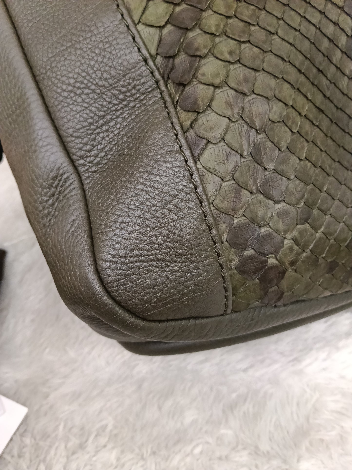 Gucci Tote Greenwich Medium Python Khaki GHW