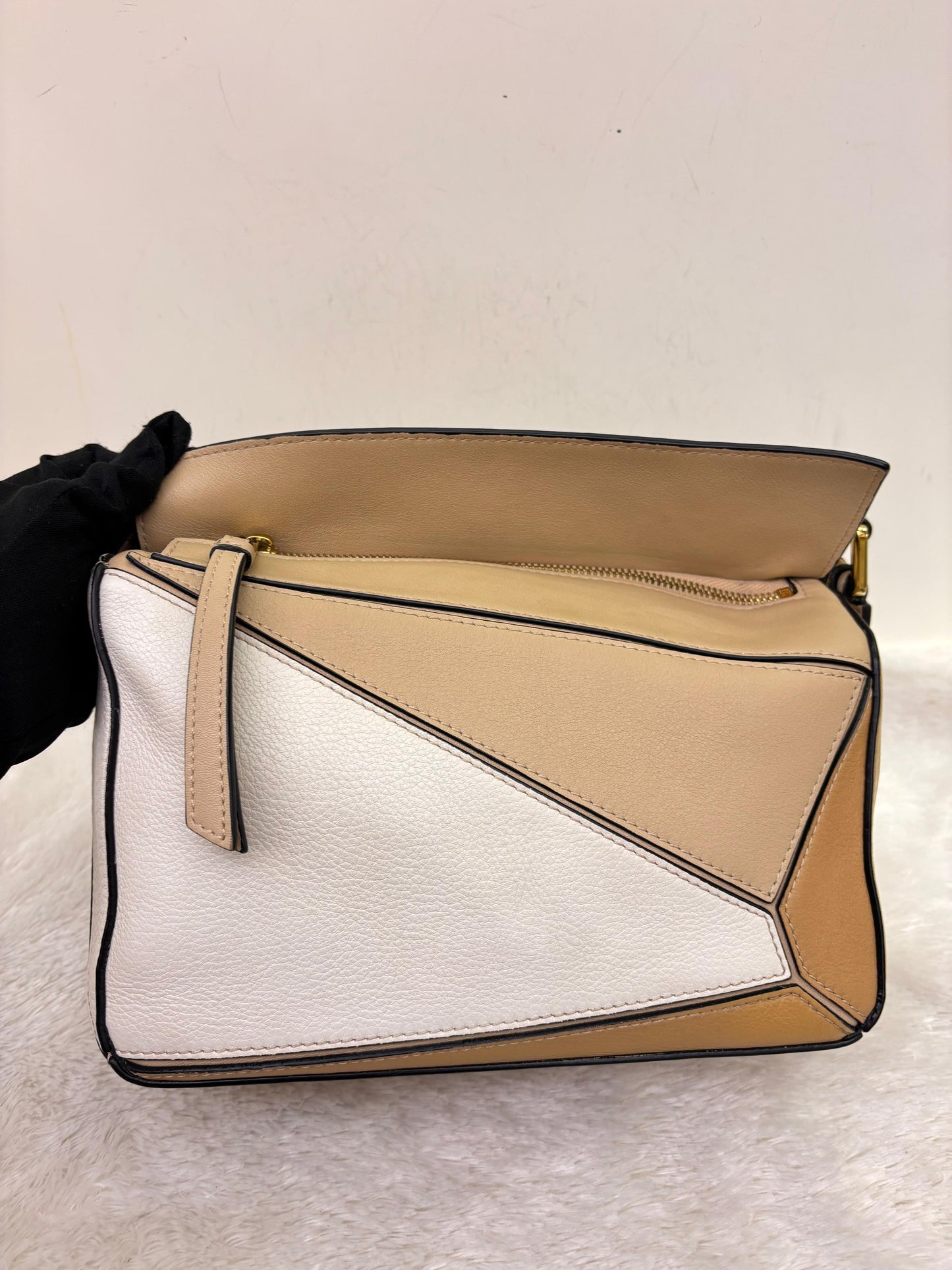 Loewe Puzzle Small Calfskin Dusty Beige Soft White GHW 2022