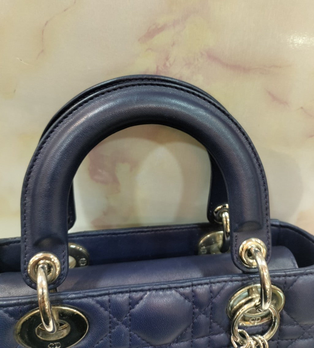 Lady Dior Small Lamb Navy SHW 2016