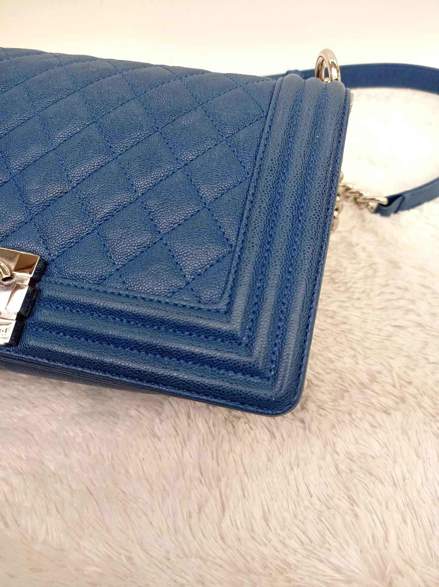 Chanel Boy 25 Caviar Blue SHW #29