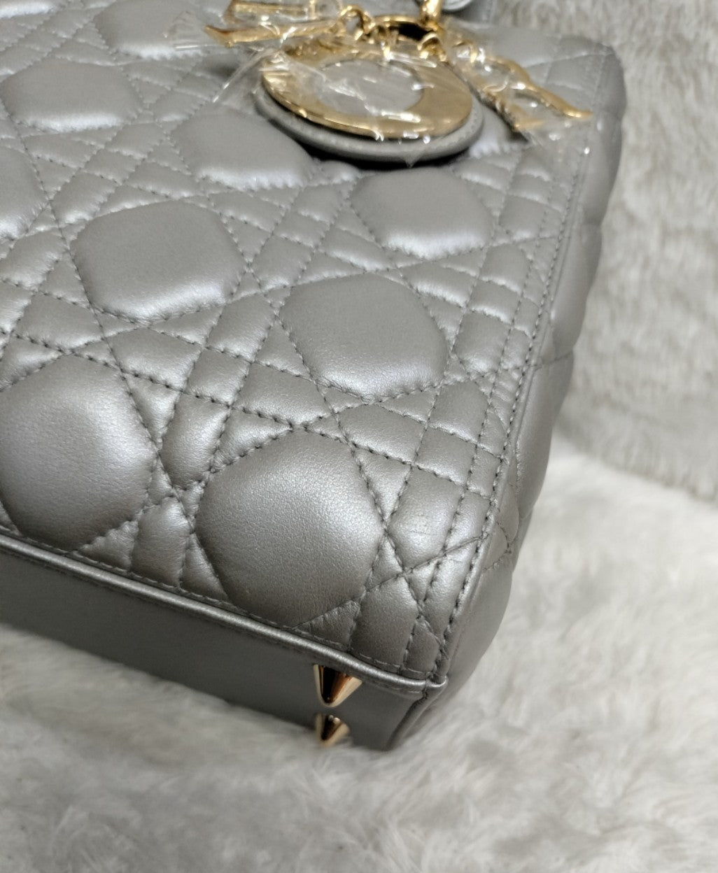 Lady Dior Medium Lamb Grey GHW (Rec 2020)