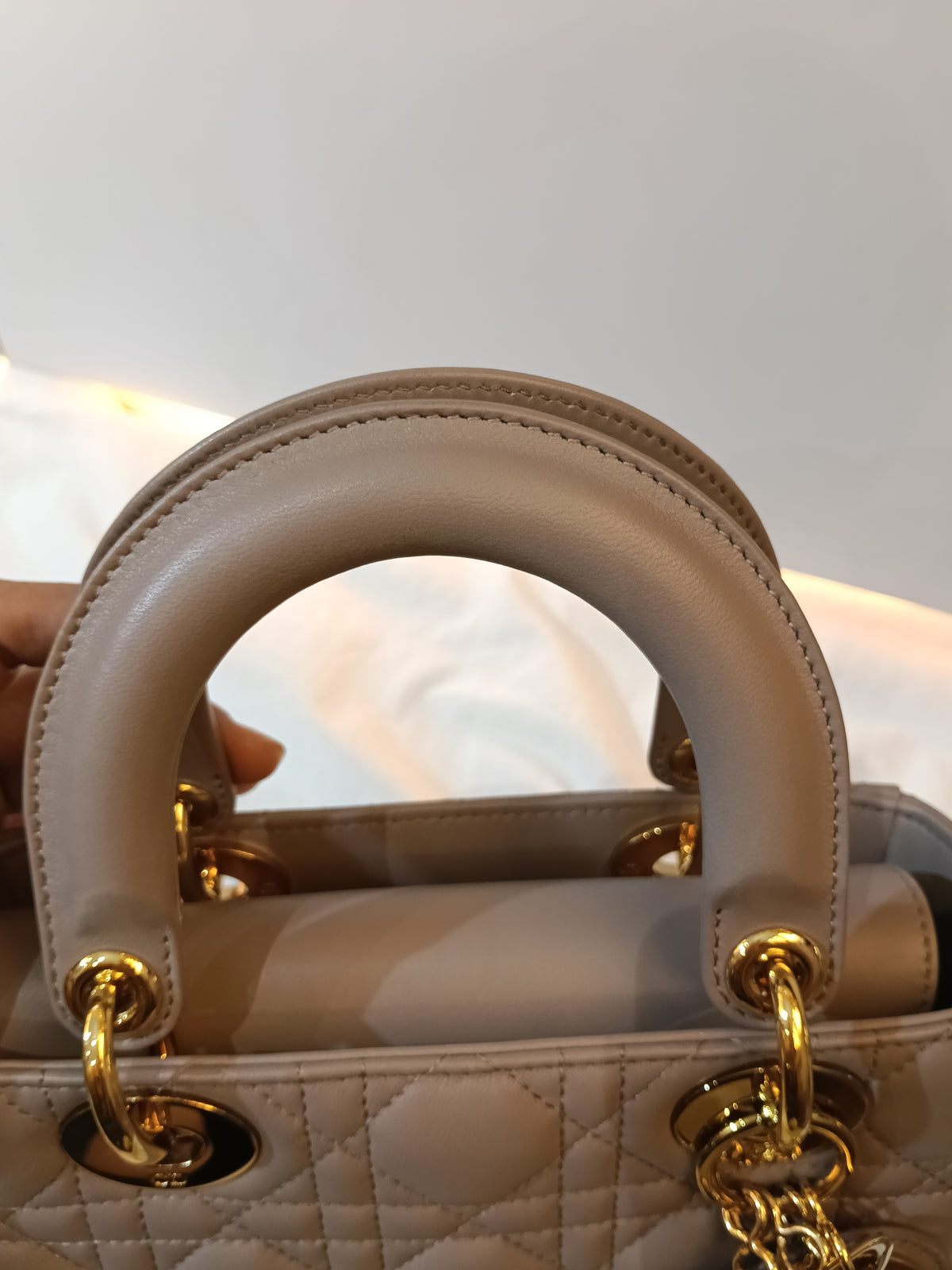 Lady Dior Small Lamb Taupe GHW 2016