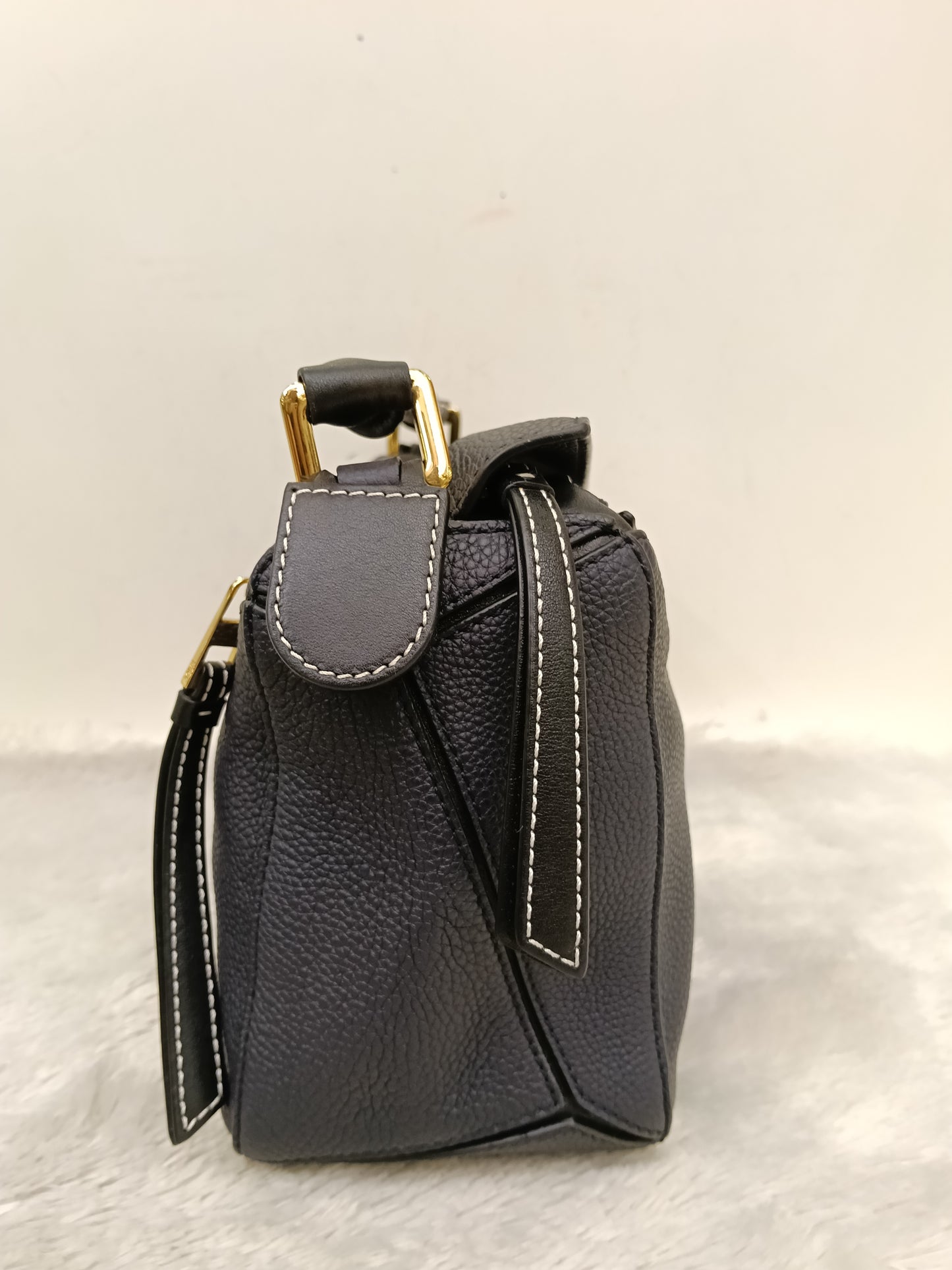 Loewe Puzzle Small Grained Midnight Blue Black GHW 2019