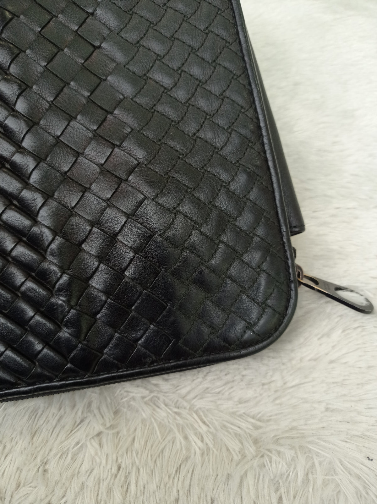 Bottega Veneta Nappa Intreccio Imperatore Zip Clutch Black