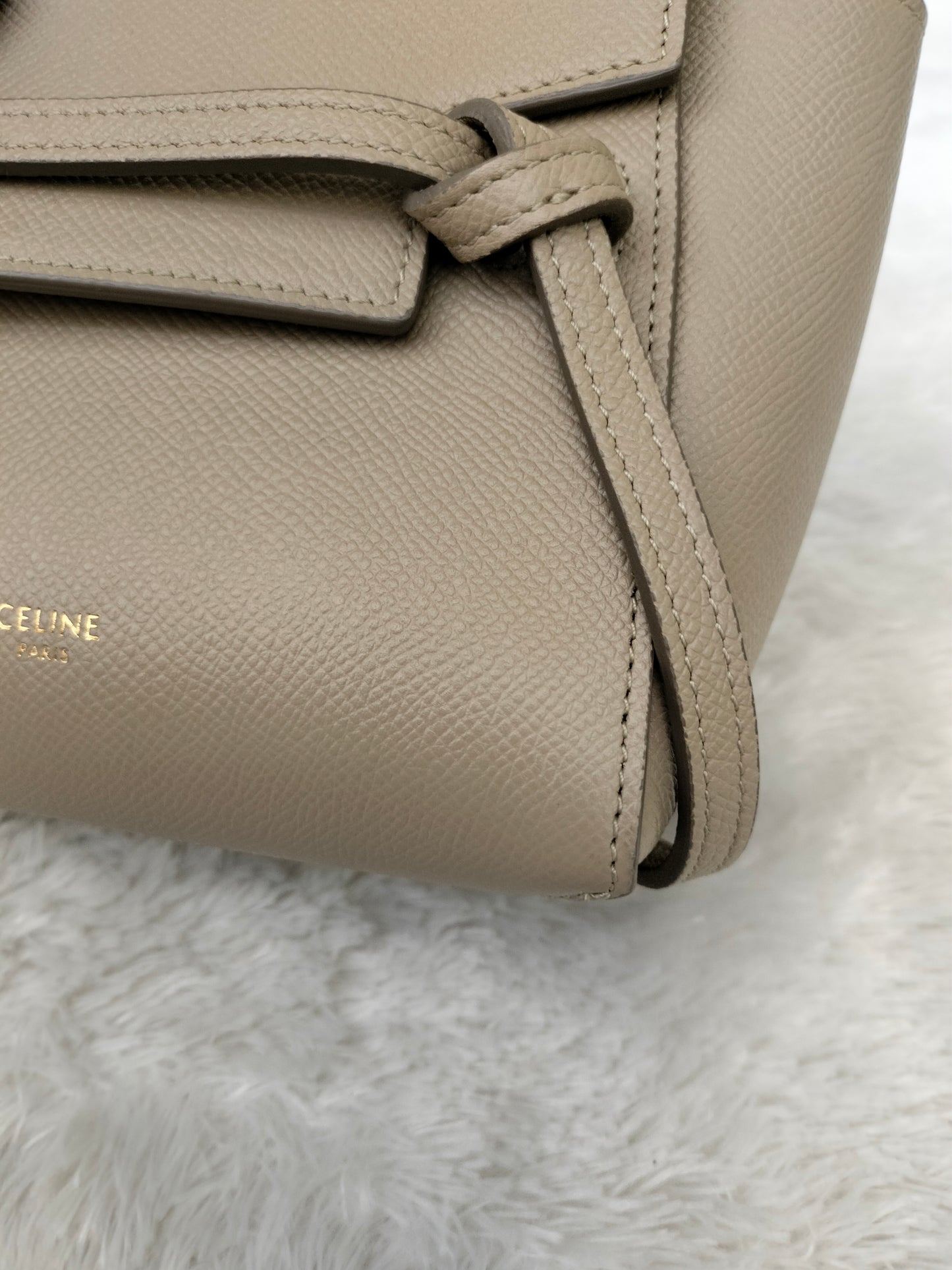 Celine Pico Belt Grained Taupe GHW 2021