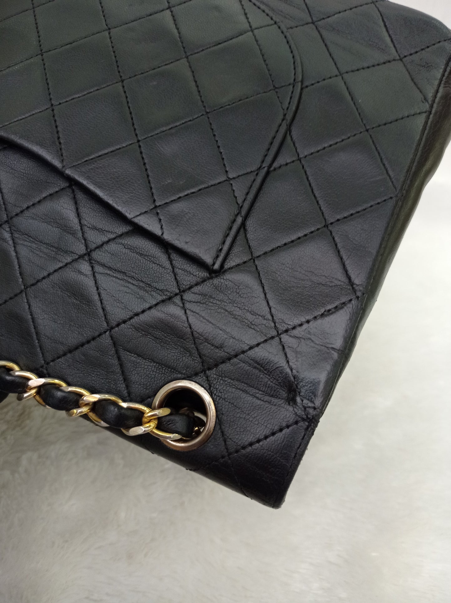 Chanel Medium Lamb Black Vintage GHW DF #0