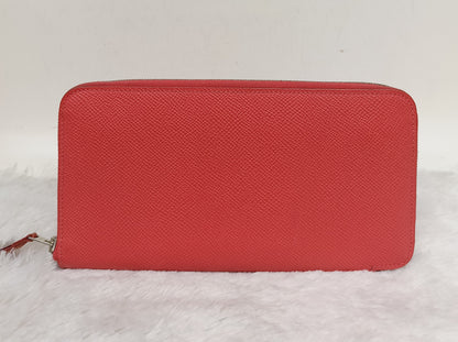 Hermes Azap Long Round Zip Wallet Epsom Orange Poppy PHW #T