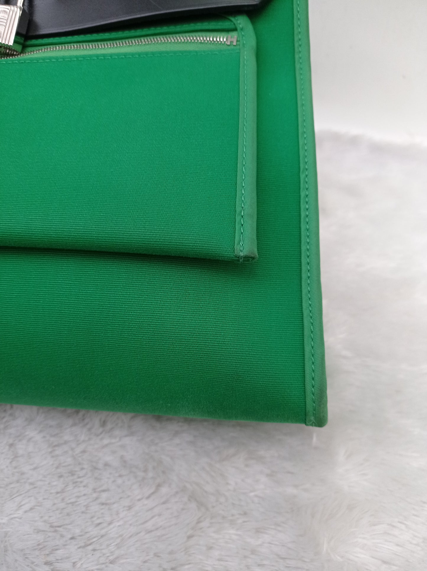 HB31 Zip Toile Vert Cactus Flap Black PHW #D