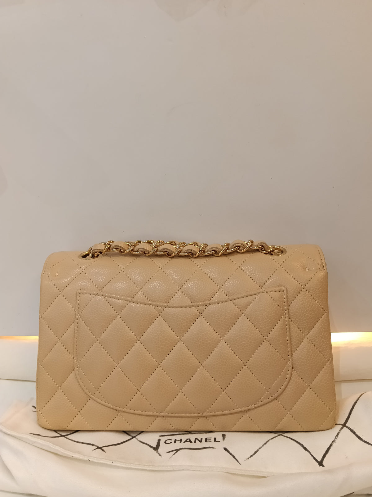 Chanel Small Caviar Beige GHW DF (CHIP)