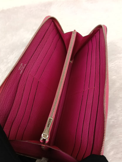 Hermes Azap Long Wallet Chevre Rose Shocking Pink PHW #L square