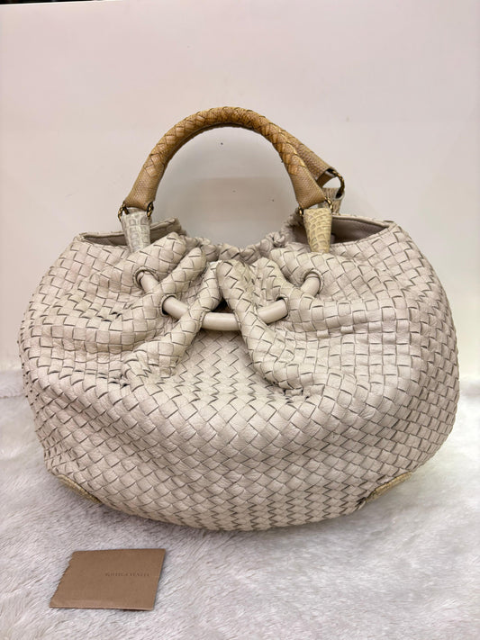 Bottega Veneta Oversized Hobo Lizard and Crocodile Trim Blanco RGHW 2008