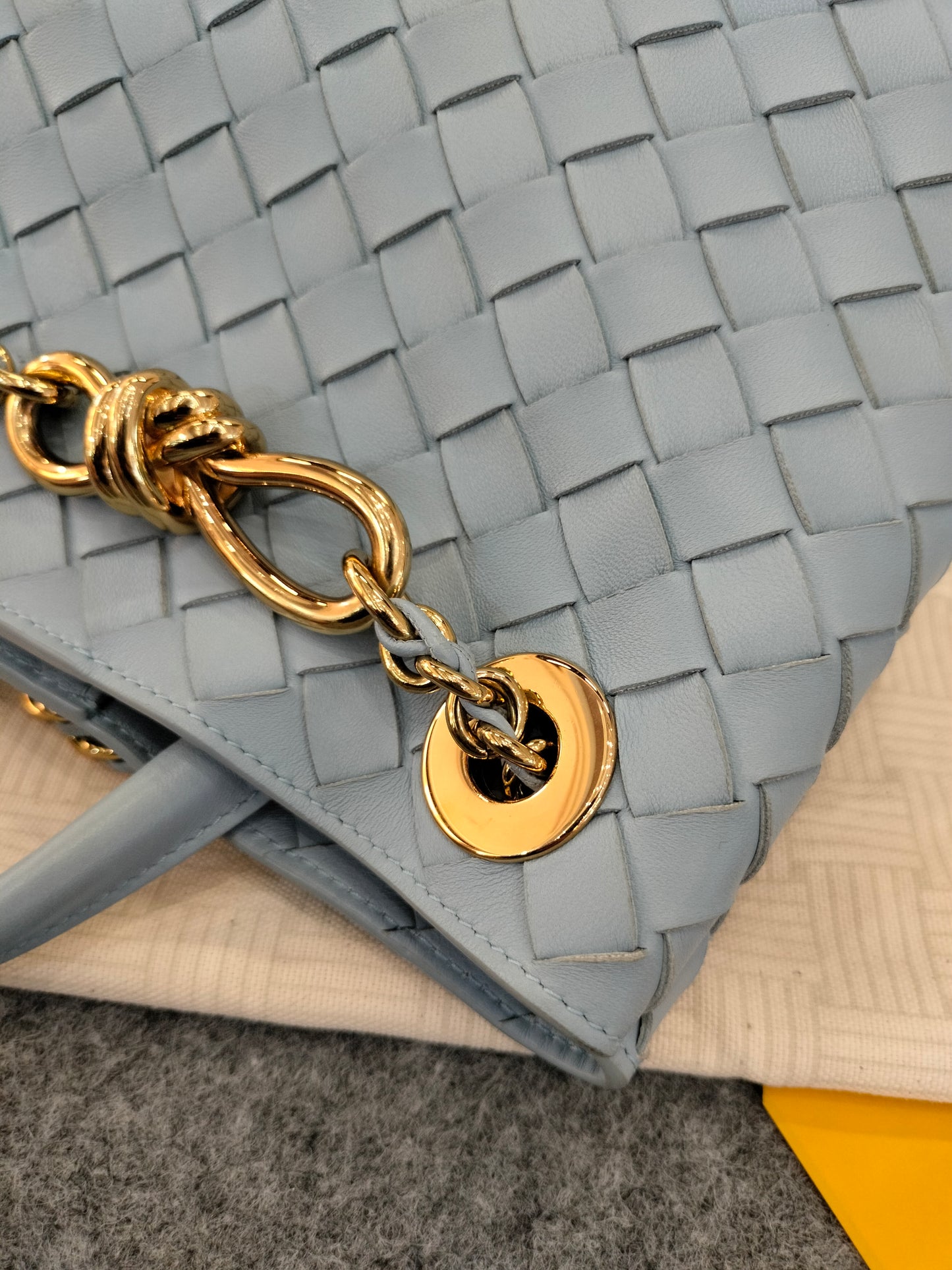 Bottega Veneta Andiamo Small Light Blue GHW