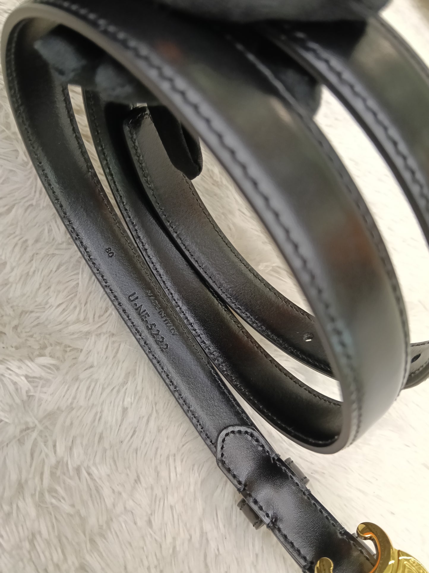 Celine Triomphe Belt Small Elegant Smooth Calfskin Black GHW size 80