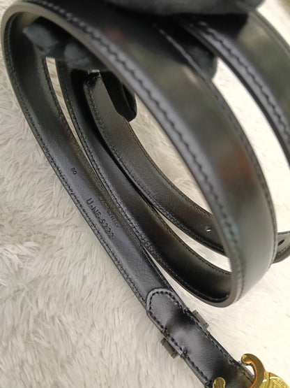 Celine Triomphe Belt Small Elegant Smooth Calfskin Black GHW size 80