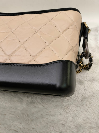 Chanel Gabrielle Small Calfskin Beige Black #26