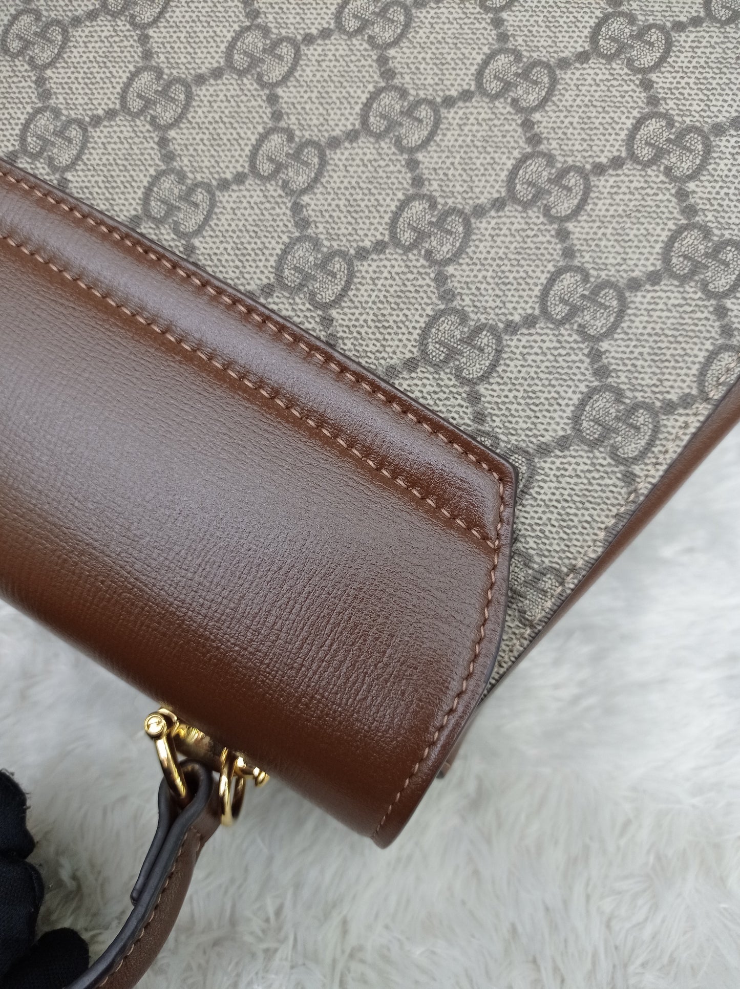 Gucci Top Handle Horsebit Medium Brown GHW