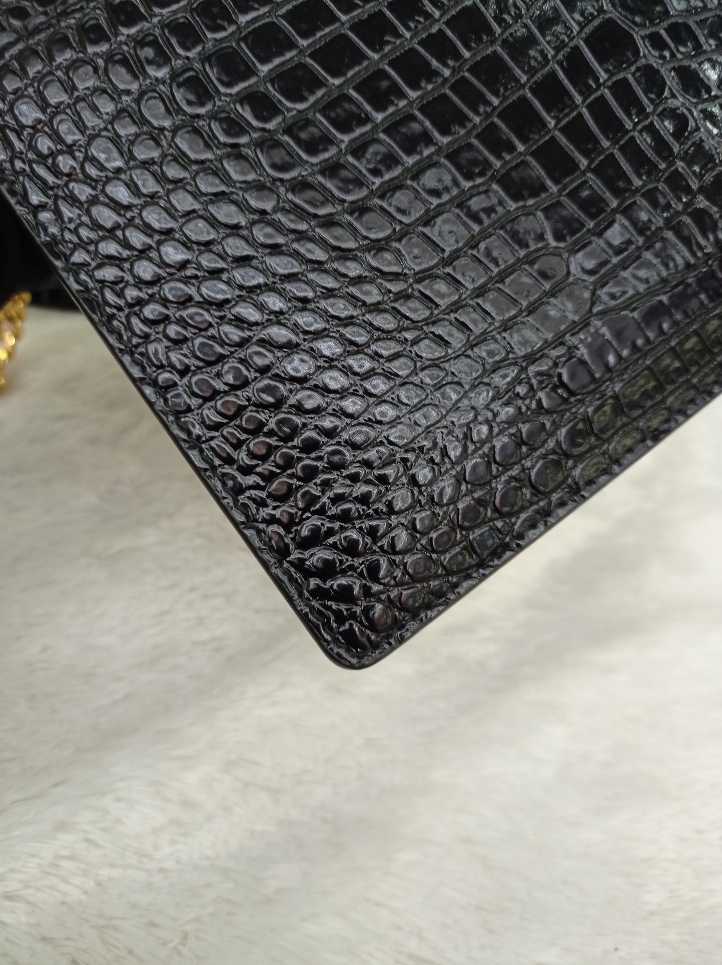 YsL Sunset Medium Croco Black GHW 2022