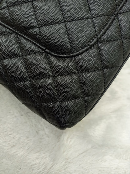 Chanel Coco Handle Medium Caviar Black Handle Lizard GHW #23